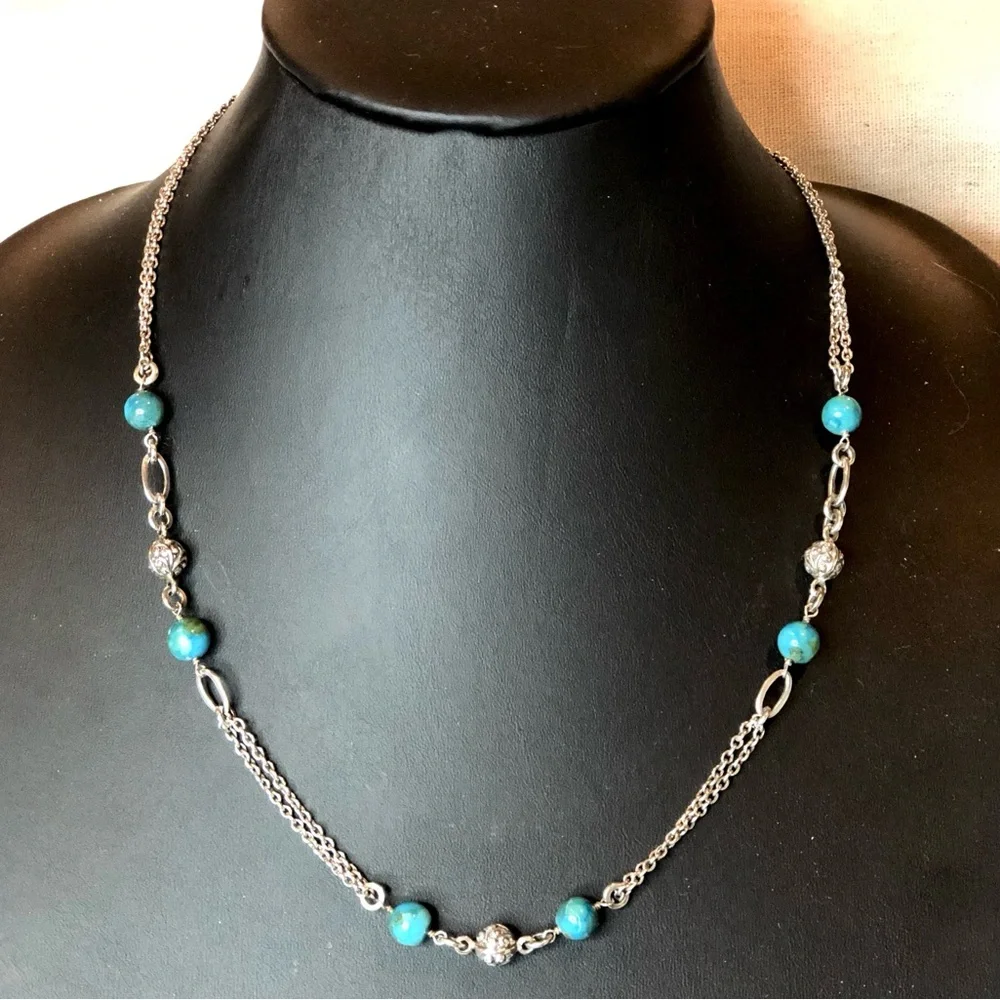 LOIS HILL & MICHAEL DAWKINS Sterling Silver Turquoise Necklace and Earring Set